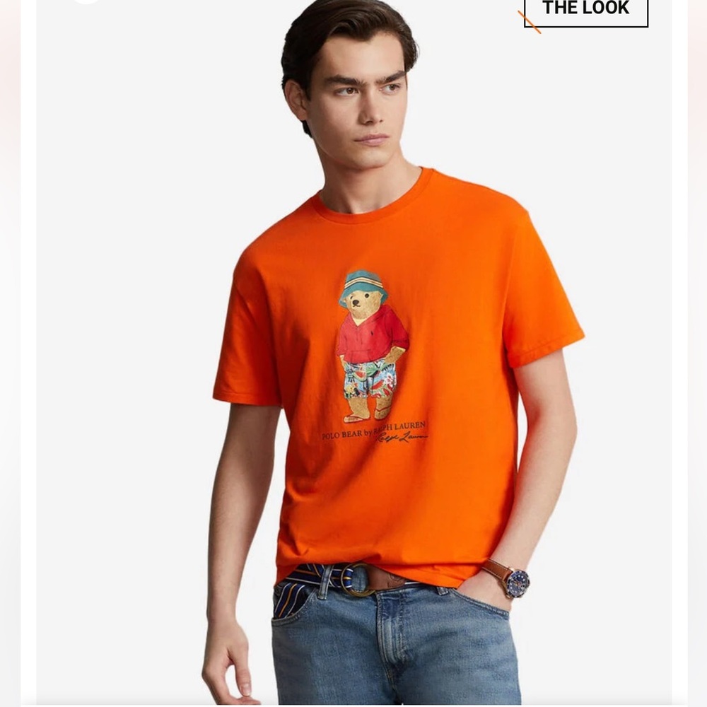 $70 NWT Men’s Polo Ralph Lauren Beach Bear Orange Short Sleeve T-Shirt Size S&M